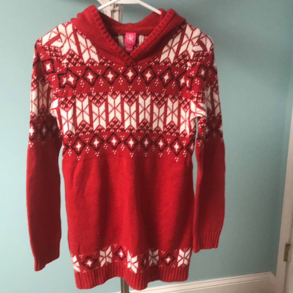 Girls long, hooded, sweater